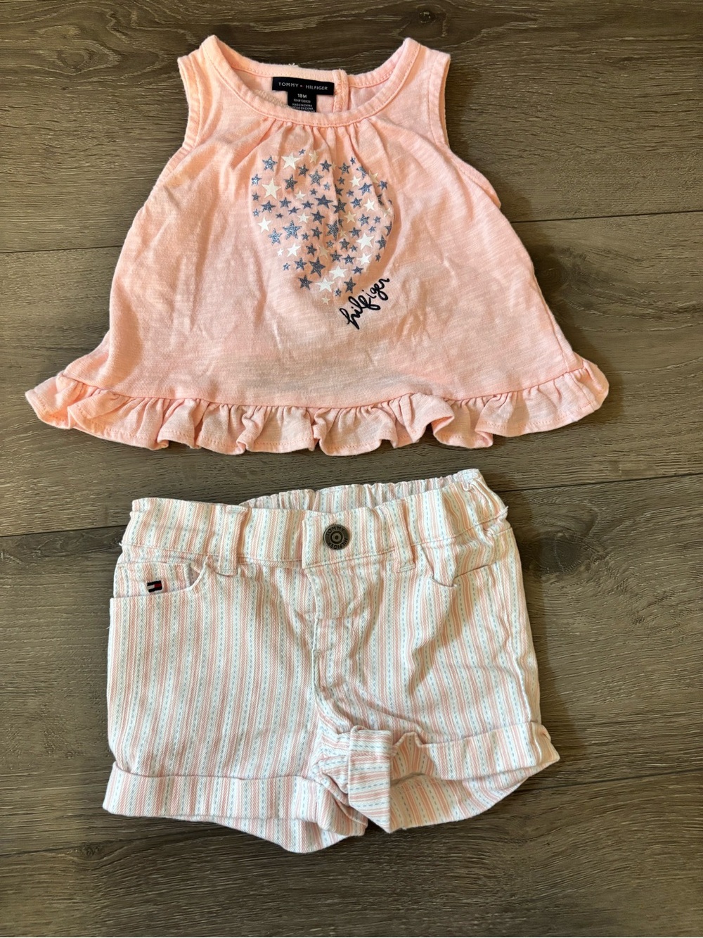 Tommy Hilfiger Light Peach Toddler Star Tank & Shorts Set